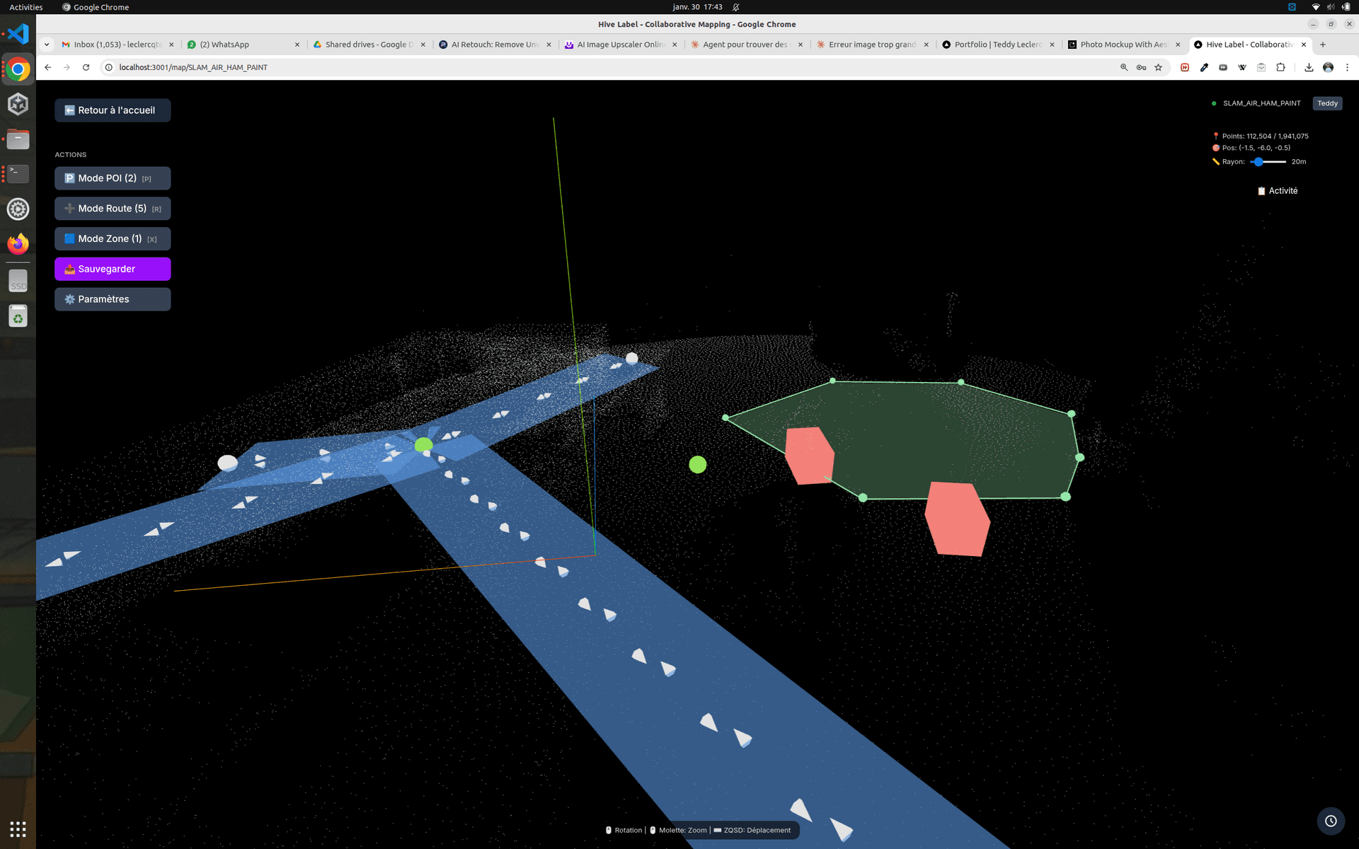Vue rapprochée avec zone