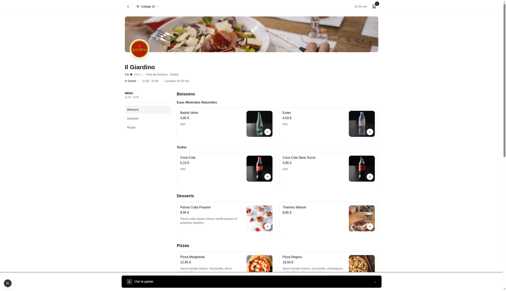 Menu - Boissons & Desserts