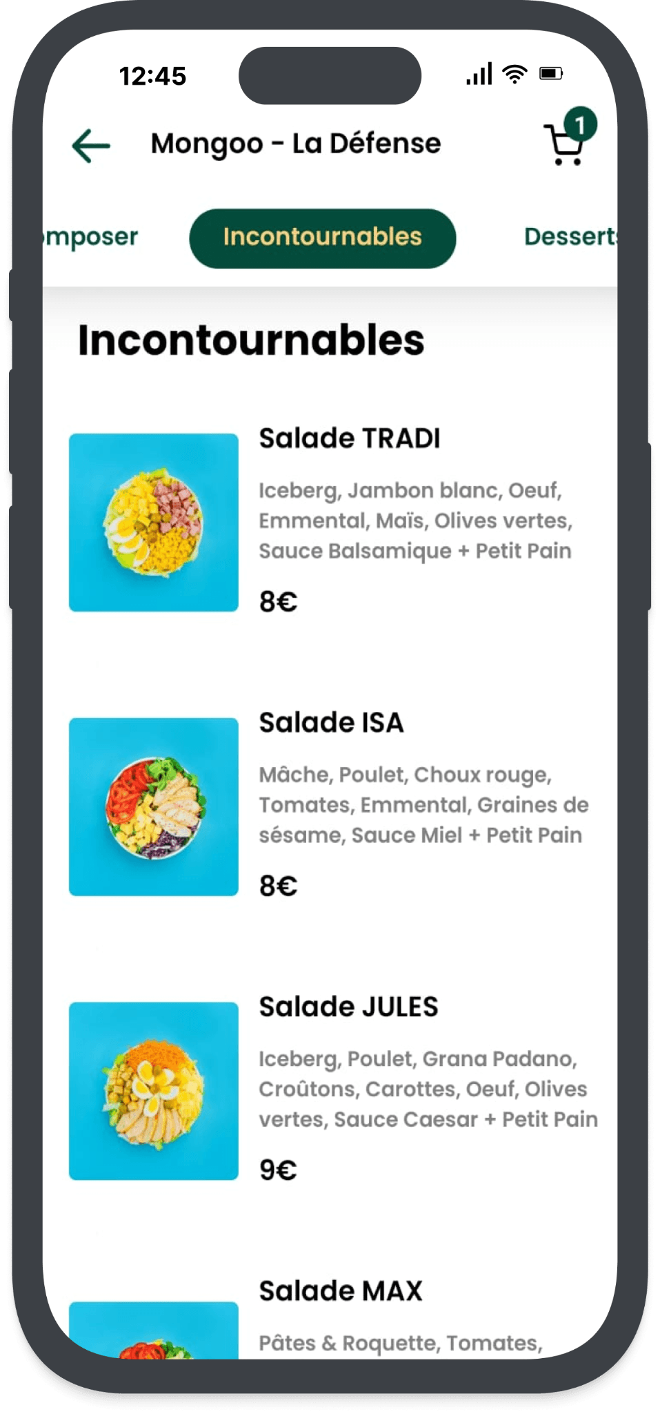 Menu Mongoo - Salades